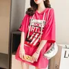 Summer Korea Fashion Women Short Sleeve Loose Long Print Tshirt Cotton Casual Hooded Tee Shirt Femme Tops Plus Size M02 210512