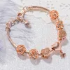 أزياء سحر الفضة الاسترليني Murano Lampwork Glass European Charm Beads Five Petals Flower Dangle Fits Pandora Charm Bracelets B8