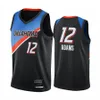 Anpassade tryckta män Jersey Steven Adams Shai Gilgeous-Alexander 2020-21 Black City Basketball Jerseys Uniform