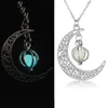 Pendentif colliers lune collier brillant pour les femmes brillent dans le noir creux lumineux charme fête bijoux Halloween cadeaux