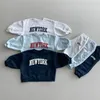 Autumn Kids Baby Letter Printed Clothing Sets Toddler Boys Girls Sweatshirt + Trousers 2pcs Suit Infant Long Sleeve Clothes Set 210914