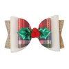 15834 Christmas Crianças Bowknot Barrette Meninas Bow Cabelo De Cabelo Glitter Ornamento De Cabelo Vermelho Beadwear Crianças Barrettes