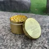 GOLD Grinder Coin Pattern Zinc Alloy Metal Herb 4 Parts Layers 50MM Cigarette Tobacco Spice Crusher Smoking Accessories