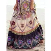 Mulheres Dress Tassel Slash Pescoço Imprima Off Shoulder Vestidos Plus Size Flores Verão Beach 210524
