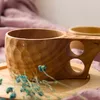 Kaffeetasse Holz Tee Milch Trinken Getränkeutensilien Handgemacht Saft Zitrone Japanischer Stil Holz Tragbares Gummi 210423