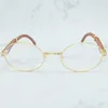 Designer-Sonnenbrillen aus Holz, klare Brillen für Herren, Retro-Oval-Brillenrahmen, Damen- und Herren-Accessoires, luxuriöse goldene optische Rahmen5615364