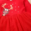 1-4Y Weihnachten Kleinkind Kind Baby Mädchen Hirsch Kleid Langarm Tüll Tutu Party Kleider Für Weihnachten 210515