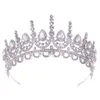 FORSEVEN Colore argento Grande goccia d'acqua Strass di cristallo Corona Tiara de Noiva Copricapo Accessori per capelli da sposa per donna JL