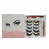 Magnetic Liquid Eyeliner False Eyelashes & Tweezer Magnet Eye lashes Glue Make Up Tools 5 Pairs eyelash 3 in 1 set