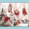Juldekorationer festliga partietillbehör hem trädgård träd vinkel santa snögubbe trä hängsmycken ornament xmas diy trä hantverk barn gåva