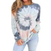 Ropa de mujer Tie Dye, camisetas de manga larga, camisetas holgadas informales con cuello redondo para mujer, camisetas a la moda de otoño con estampado de Color, ropa