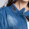 Kvinnors Jackor Kvinnor Coat Plus Size Pure Color Tvätta The Old Zipper Loose Jeans Jacket Toppar Vindbrytare för Camera de Mujer 35 #