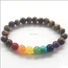 Perles, brins Nature Pierre Jaune Tiger Eye Bracelet pour femmes 7 Chakra Poignet Bracelets Détection de santé Bijoux Yoga Mala Perles Drop Deli