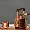 手ハンマークラフト銅鍋やかん厚い鍋セットハンマーパターンシングルハンドル水のボイラードリンクウェアギフト