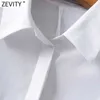 Zevity Womenエレガントプリーツ不規則な白いミニシャツドレス女性