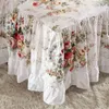 Top Floral Printed Ruffle Bed Skirt Bedspread Mattress Cover 100% Satin Cotton Bedcover Sheet Princess Bedding Home Textile Bedclothes: 1 Bedskirt and 2 Pillowcases