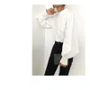 レディースブラウス夏のトップスフェムメカジュアルな女性のシャツ長袖コットンの女の子ブラウスホワイトプラスサイズBlusas Solid Lood 210417