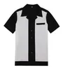 Mens Purple Wear Panel Color Short Sleeve Button Up Cotton 50's 60's Vintage Casual Designer Shirts For Men Men's