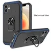 Magnetisk ringhållare Telefonväskor Tunna TPU PC Armour Cover Design för iPhone 13 12 Mini 11 Pro Max 6s 7 8 XR XS Samsung Galaxy A03S A02 A10S A20S A21S A51 A71 Kickstand Case