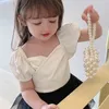 Koszulka z krótkim rękawem dla dziewcząt Baby Moda Moda Styl Kids Odzież proste eleganckie ubrania Topy 210625