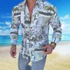 الخريف صجر 3D طباعة القمصان هاواي كيميايز عارضة ضئيلة رفيعة Hombre Top Youth Man Man Long Sleeved Sirt Uomo Clothing218c