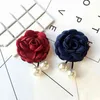 Korean Japanese Fashion Retro Exquisite Fabric Flower Imitation Pearl Brooch for Women Men Suit Coat Corsage Jewelry Accessories