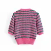 Women Fashion Striped Crop Knitted Top Cardigan Summer Casual Long Sleeve Female Hollow Out Sweater Outwear Female Chic Tops 210521