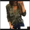 Tops Tees Abbigliamento donna Abbigliamento Drop Delivery 2021 T-shirt sexy da donna Camouflage scollo a V Lace Up Halter Top Shirt Ladies Bandege allentato Cam