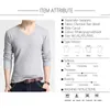 BROWON Automne Slim Pulls Hommes À Manches Longues Pour Jeunes Col V Pure Pull Tricoté Vêtements Y0907