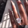 Solitaire Ring Rings Jewelry Oevas Classic 100% 925 Sterling Sier 9 Ct Oval Created Moissanite Gemstone Wedding Engagement Fine Gift Wholesa