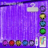 16 Kinds Variable Color Curtain Light String 3*3M 300 LED Flashing Fairy Lights 7 Modes Remote Control Hanging Drip Strings Bedroom Dormitory Party Decoration
