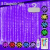 16 Kinds Variable Color Curtain Light String 3*3M 300 LED Flashing Fairy Lights 7 Modes Remote Control Hanging Drip Strings Bedroom Dormitory Party Decoration