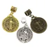 Liga Benedict Medal Cross Big Hole Beads 35x22mm Antique Prata Fit Charme Europeu Pulseiras B1643 60 pçs / lote