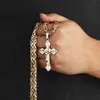 Colares com pingente crucifixo pingente colar de aço inoxidável Jesus católico religioso sem pescoço masculino corrente de ouro resistente correntes bizantinas
