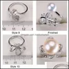 Jewelry Settings Design 925 Sliver Rings Diy Pearl Ring For Women Adjustable Size Christmas Statement Fashion Drop Delivery 2021 Adbgq