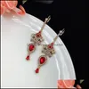 Boucles d'oreilles à breloque bijoux couronne goutte pour les femmes boîte de nuit fête dames luxe rouge strass livraison directe 2021 Qwxue