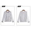 女性ロングスリーブシャツの女性新しい花の刺繍oネックレースシフォンブラウスBlusa Ladies Casual Shirt Tops DF2289 210412