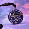 Andlig gudomlig terapi energi lapis lazuli orgon pendant reiki helig geometri stjärna tetrahedron kristall grid msmkaba orgonit halsband meditation altare