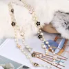 Collier de déclaration pour femme, nouvelle mode de luxe, élégant, fleurs, perles blanches, longue chaîne, pull, déclaration, 3992579