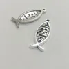 Lot 100pcs Jesus Fish Antique Silver Charms Pendants for Jewelry Making Bracelet Earrings DIY Keychain Pendant 27*9mm DH0820