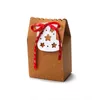 StoBag 10pcs Christmas Kraft Paper Box With Ribbon Paper Tag Party Gift Candy Chocolate Packaging Snowflake Celebrate Decoration 210602