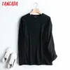 Tangada Women Fashion Solid Sweatshirts Oversize Long Sleeve O Neck Loose Pullovers Female Tops 4C77 210728