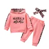 Children's Tracksuit Hooded Sweater Pants Hair band Set Fashion Baby Clothes Kids Girls Autumn Clothing Sets Girl Mini Sweaters Sport Leopard Suit G86UVCG