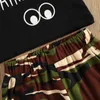 2-7Y Summer Casual Kid Enfants Garçon Vêtements Ensemble Lettre Noir T-shirt Camo Shorts Tenues Vêtements Pour Enfants Costumes 210515