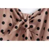 Vintage Stylish Leopard Bow Tie Twill Strap Dress Women Fashion Sexy Strapless Dresses Elegant Ladies Chic Vestidos 210520