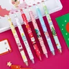 BallPoint Pennor 6st / set Christmas Cartoon Gel Pen Black Bläck Neutral Santa Reindeer Tree Snowmen Signatur School Stationery Presenter