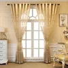 European Luxury Dark Golden Embroidered Tulle Curtain Jacquard Sheer Panel For Living Room Bedroom Royal Home Decor Zh431#4 210913