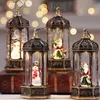 Titulares de vela 2 pcs Natal temático vento luz retro noite lanterna hexagonal