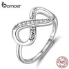 Infinito amor familia para siempre anillo de dedo ajustable tamaño libre anillos 925 plata esterlina moda claro CZ joyería SCR579 211217