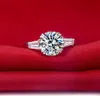 Klusterringar solida 925 Sterling Silver Romantic Propose Ring 2 02 CT Round Cut Diamond Engagement for Women2543